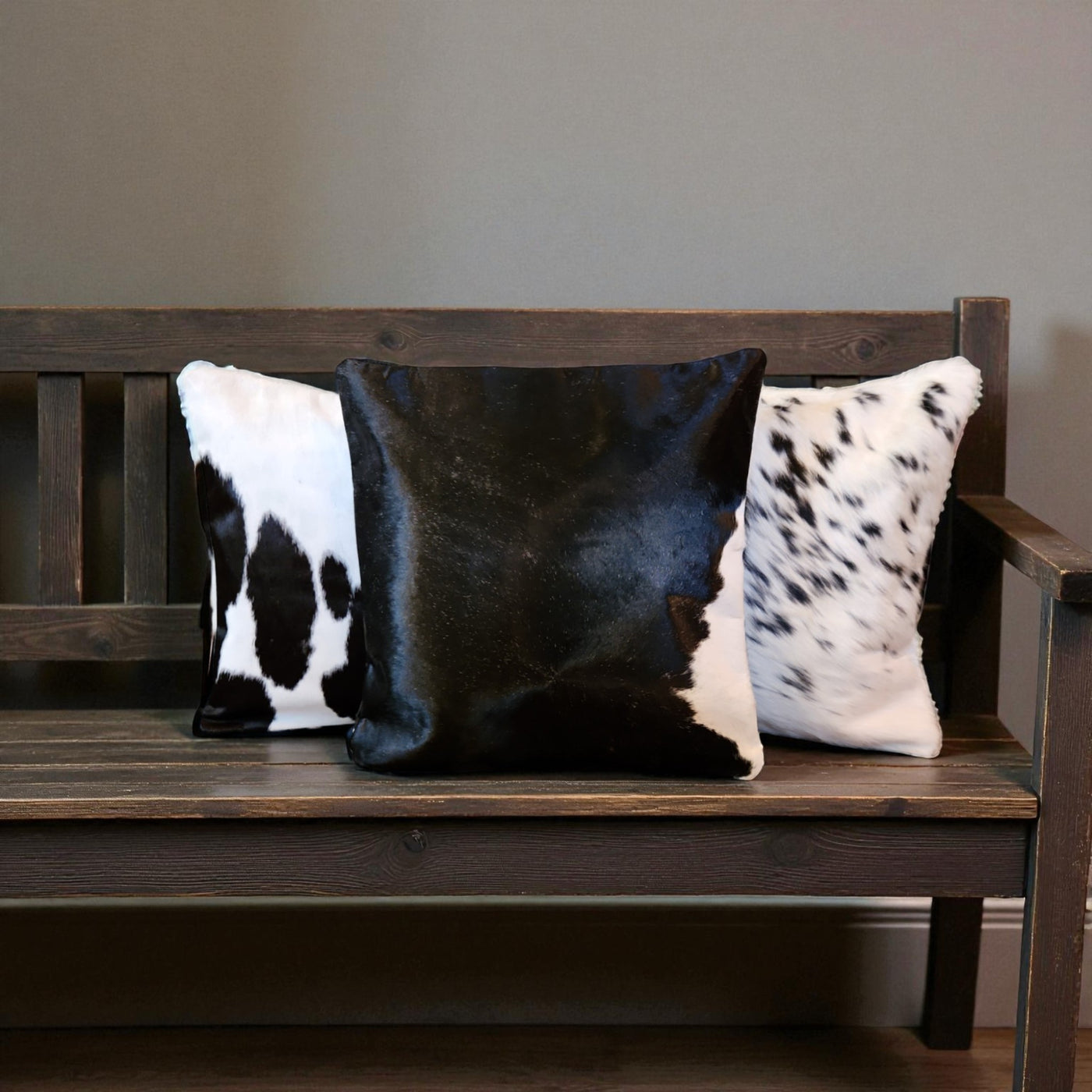 18x18 Genuine Cowhide Pillow Covers  Black/White Double Sided Highlands Cowhide Pillow - Ranch Junkie LLC