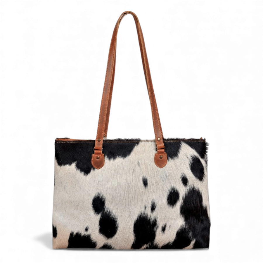 Genuine Cowhide Large Tote Highlands Black Cowhide Tote - Ranch Junkie Mercantile LLC 
