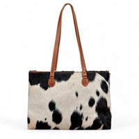 Genuine Cowhide Large Tote Highlands Black Cowhide Tote - Ranch Junkie Mercantile LLC 