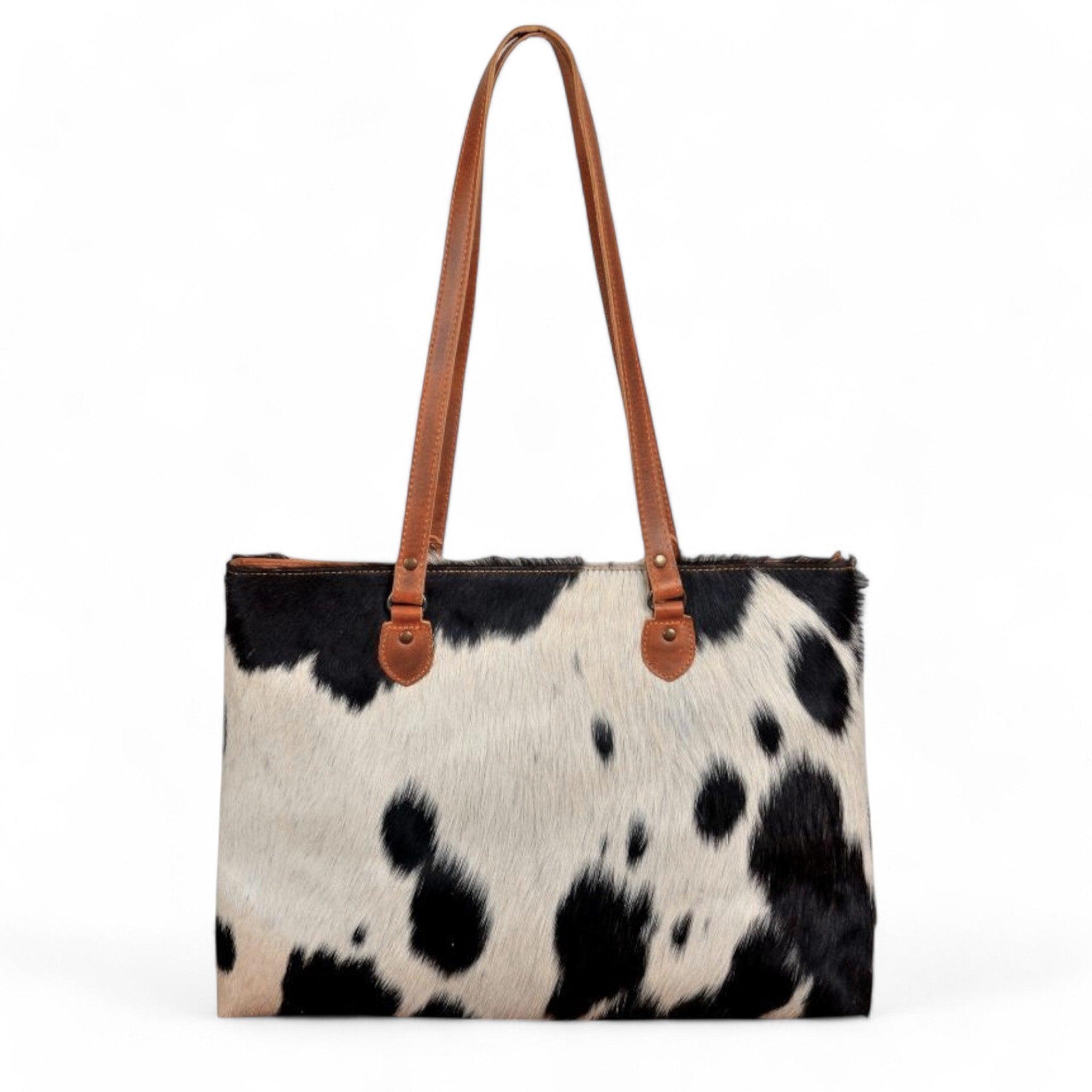 Genuine Cowhide Large Tote Highlands Black Cowhide Tote - Ranch Junkie Mercantile LLC 