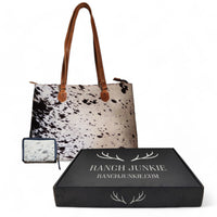 Bundle Deal Highlands Black Cowhide Large Tote + Credit Card Wallet - Ranch Junkie Mercantile LLC 
