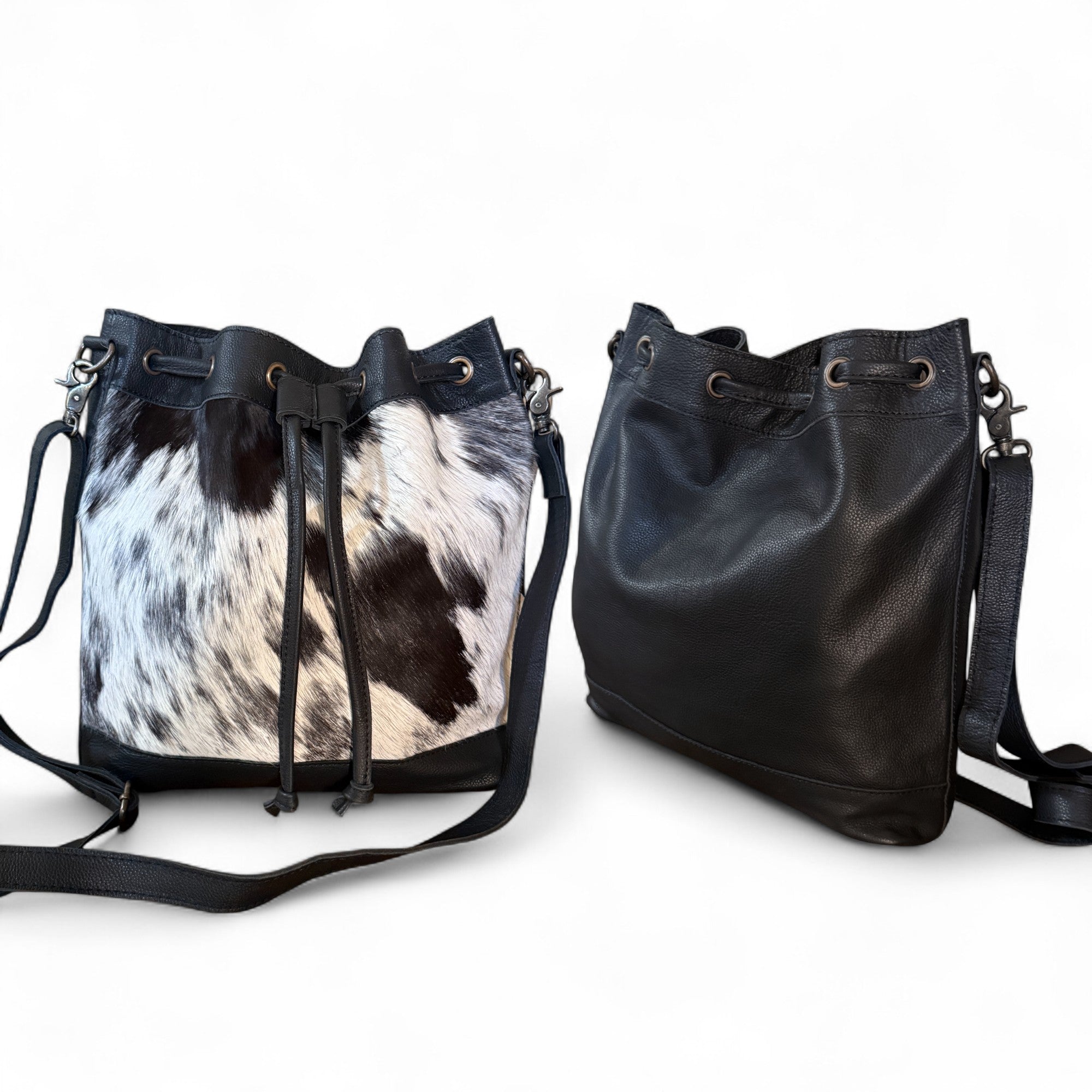 Highlands Large Cowhide Drawstring Bucket Handbag Western Bag