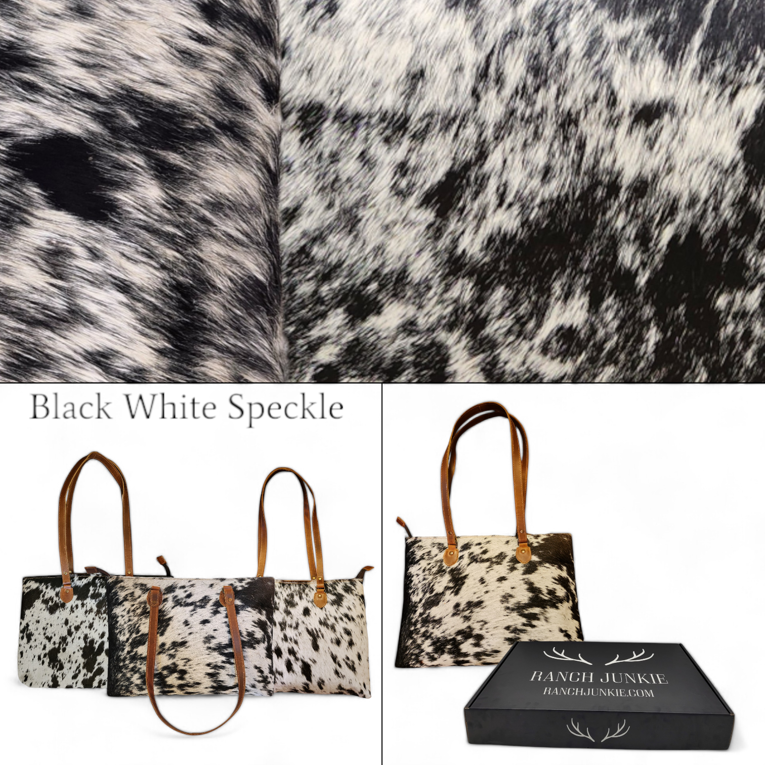 Bundle Deal Highlands Cowhide Large Tote Black + Envelope Cowhide Wallet - Ranch Junkie Mercantile LLC 