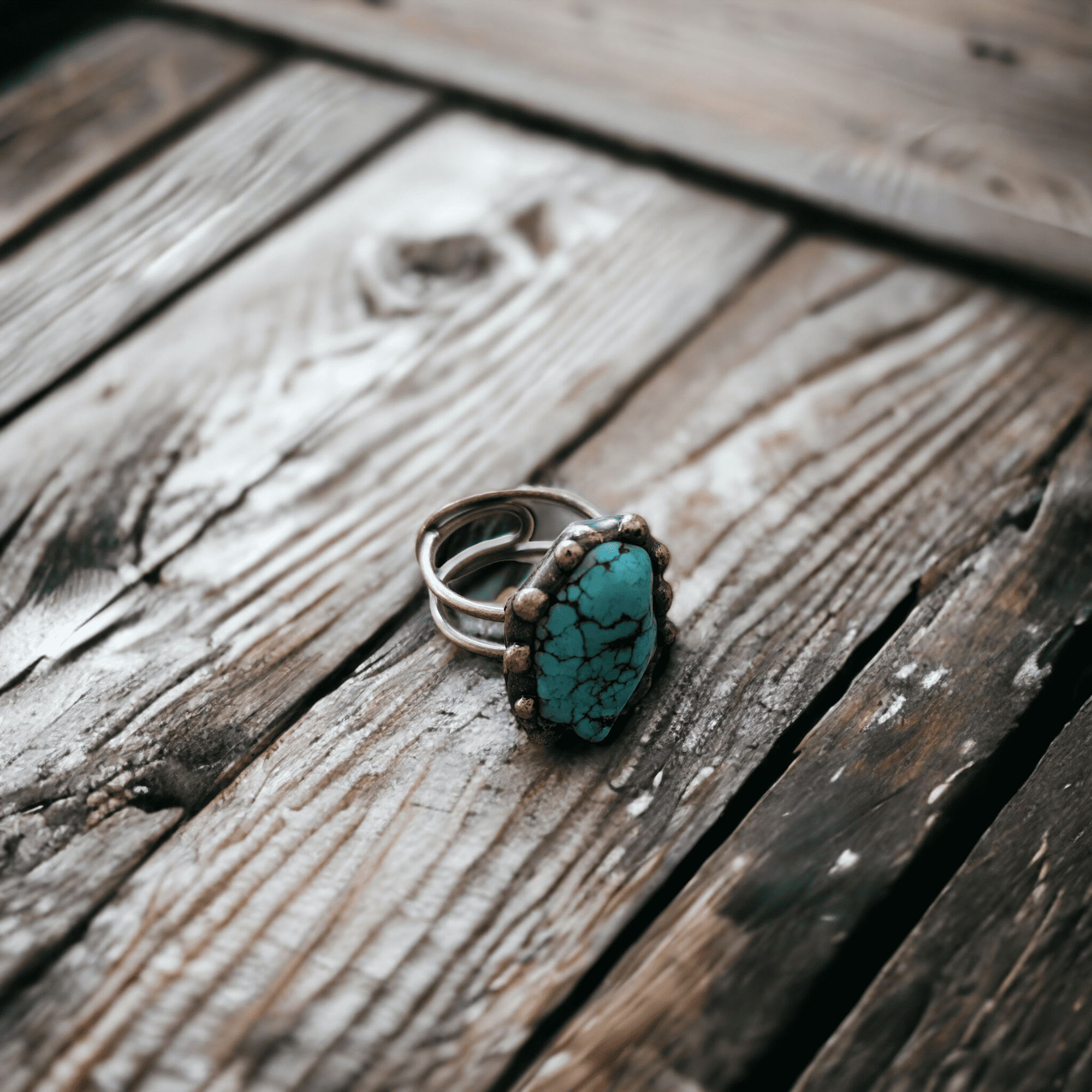 Blue Turquoise Ring set in Antique Copper - Ranch Junkie Mercantile LLC