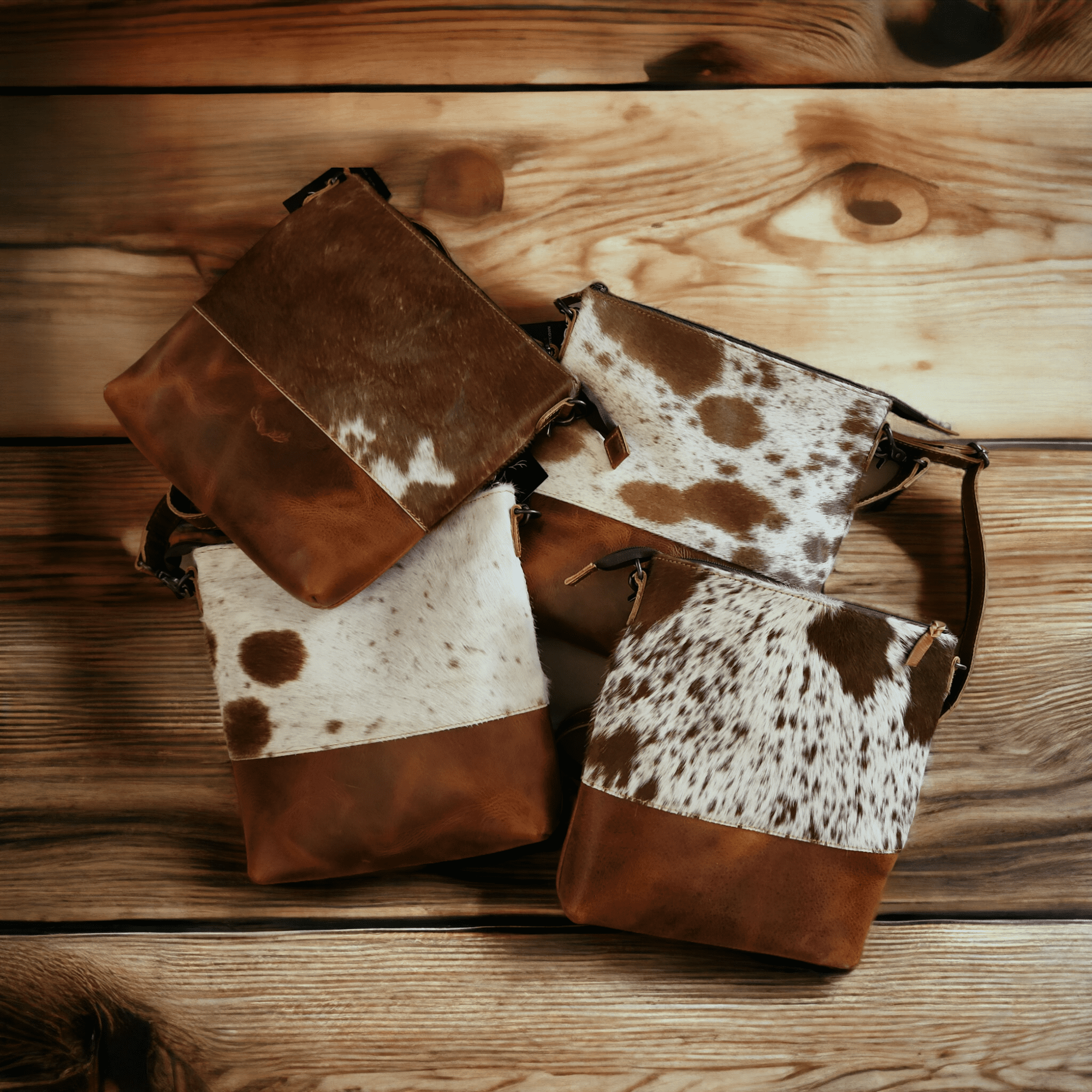The Highlands Genuine Cowhide Large Crossbody Bag Saddle And Dark Brown Leather Crossbody Purse - Ranch Junkie Mercantile LLC