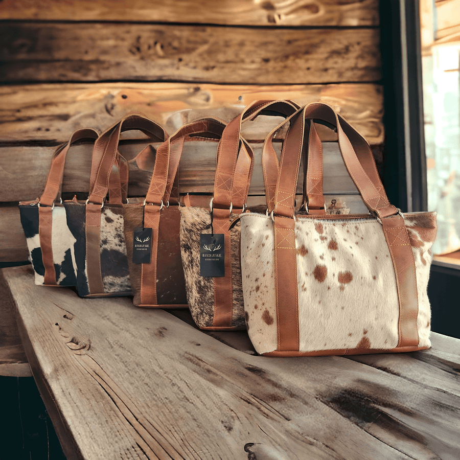 Genuine Cowhide Tote Handbag Highlands Brown Purse - Ranch Junkie Mercantile LLC 