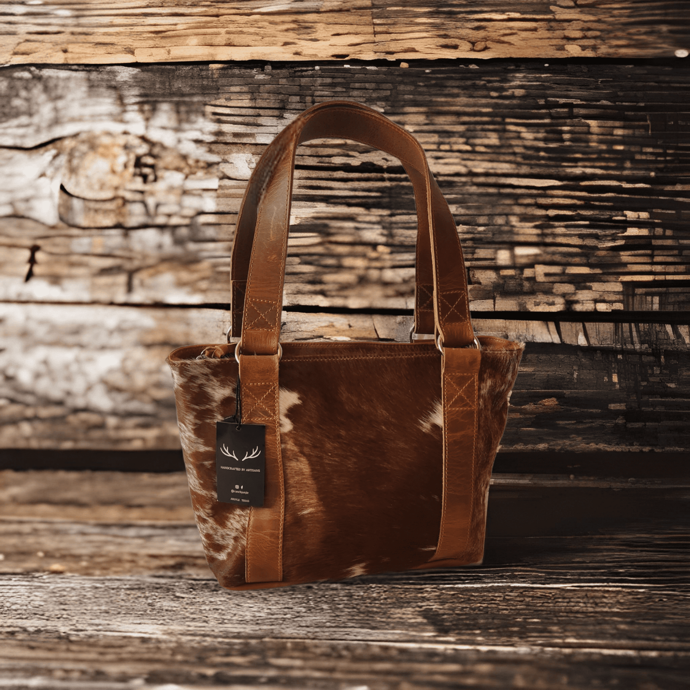 Bundle Deal -The Highlands Cowhide Tote Purse Saddle + Envelope Cowhide Large Wallet Saddle - Ranch Junkie Mercantile LLC