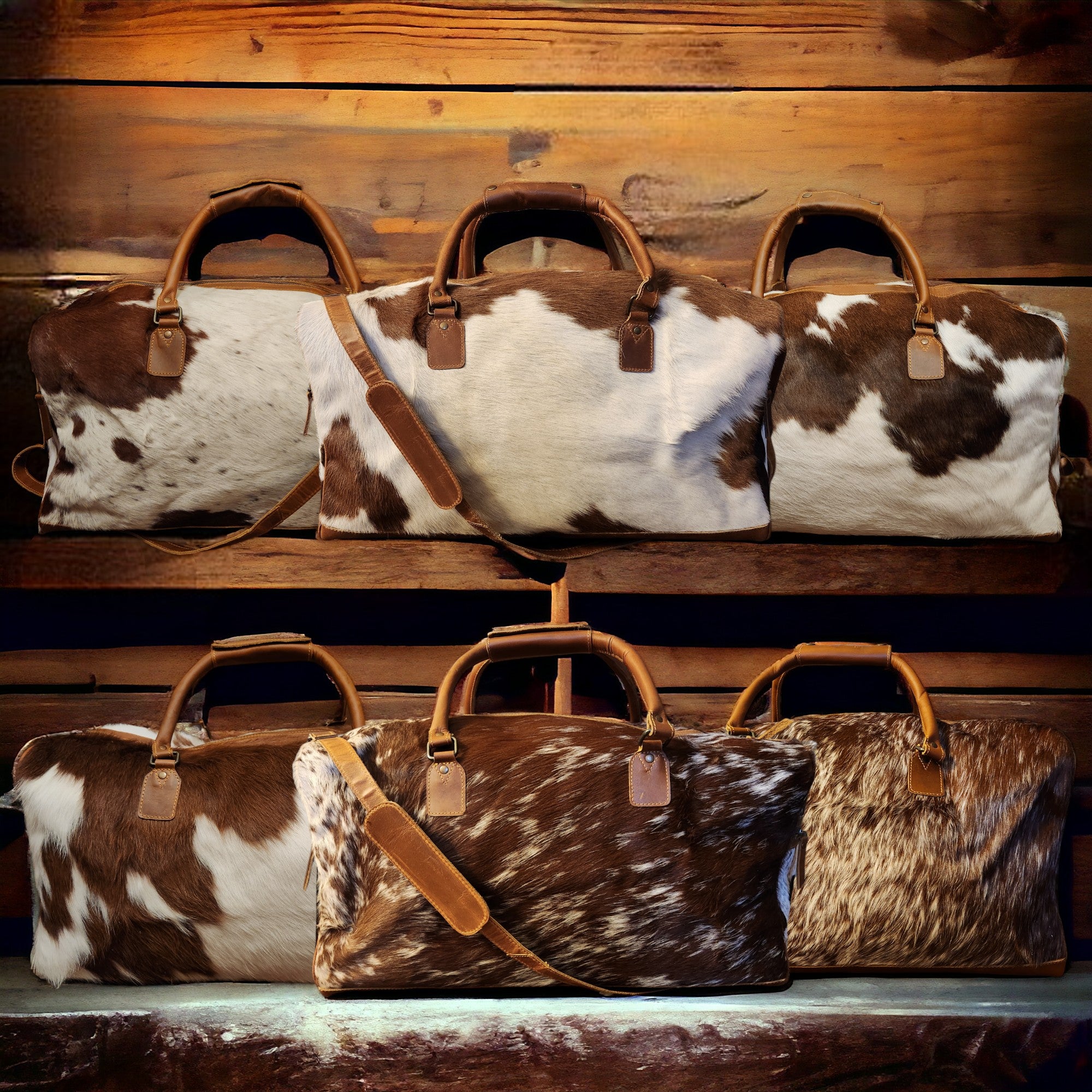 Genuine Cowhide Duffel Bag The Highlands Saddle Large Cowhide Duffel - Ranch Junkie Mercantile LLC 