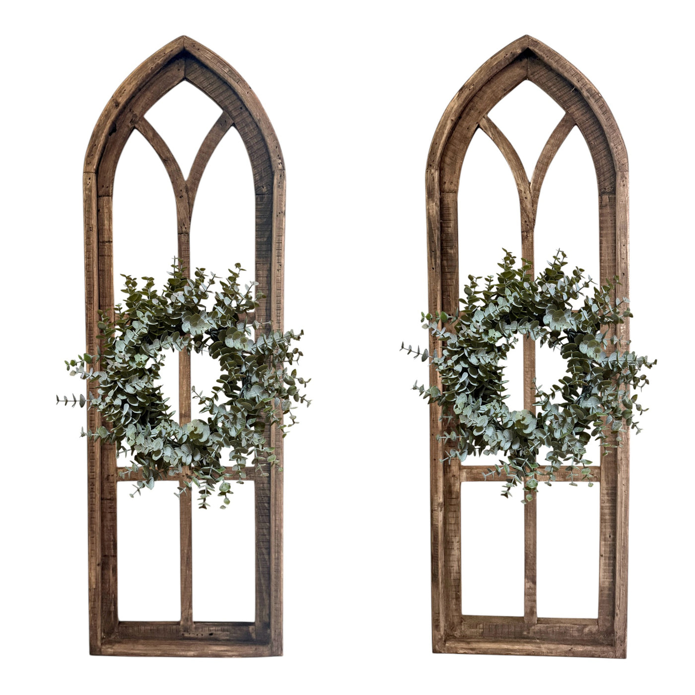 37" X 12" Farmhouse Rustic Wooden Wall Window Arches Rustic Brown Dandelion - Ranch Junkie LLC 