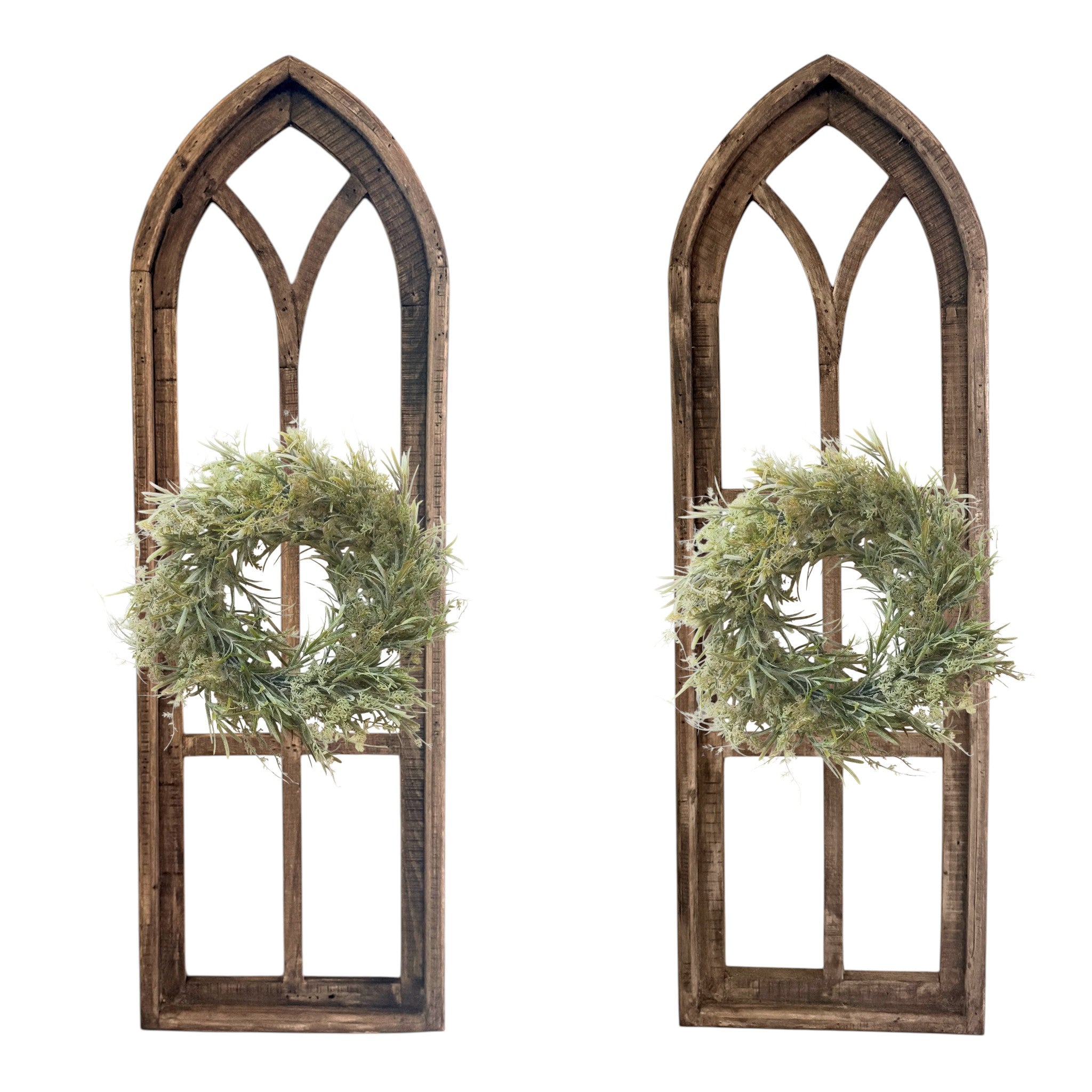 37" X 12" Farmhouse Rustic Wooden Wall Window Arches Rustic Brown Dandelion - Ranch Junkie LLC 