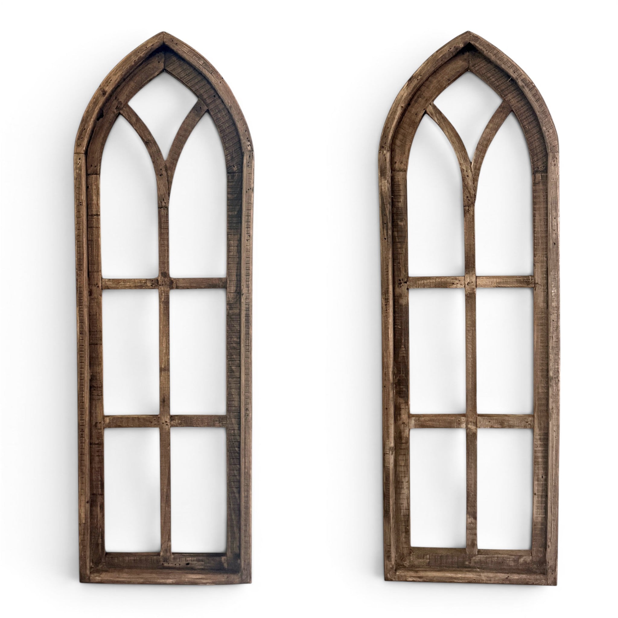 37" X 12" Farmhouse Rustic Wooden Wall Window Arches Rustic Brown Dandelion - Ranch Junkie LLC 