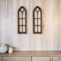 37" X 12" Farmhouse Rustic Wooden Wall Window Arches Rustic Brown Dandelion - Ranch Junkie LLC 