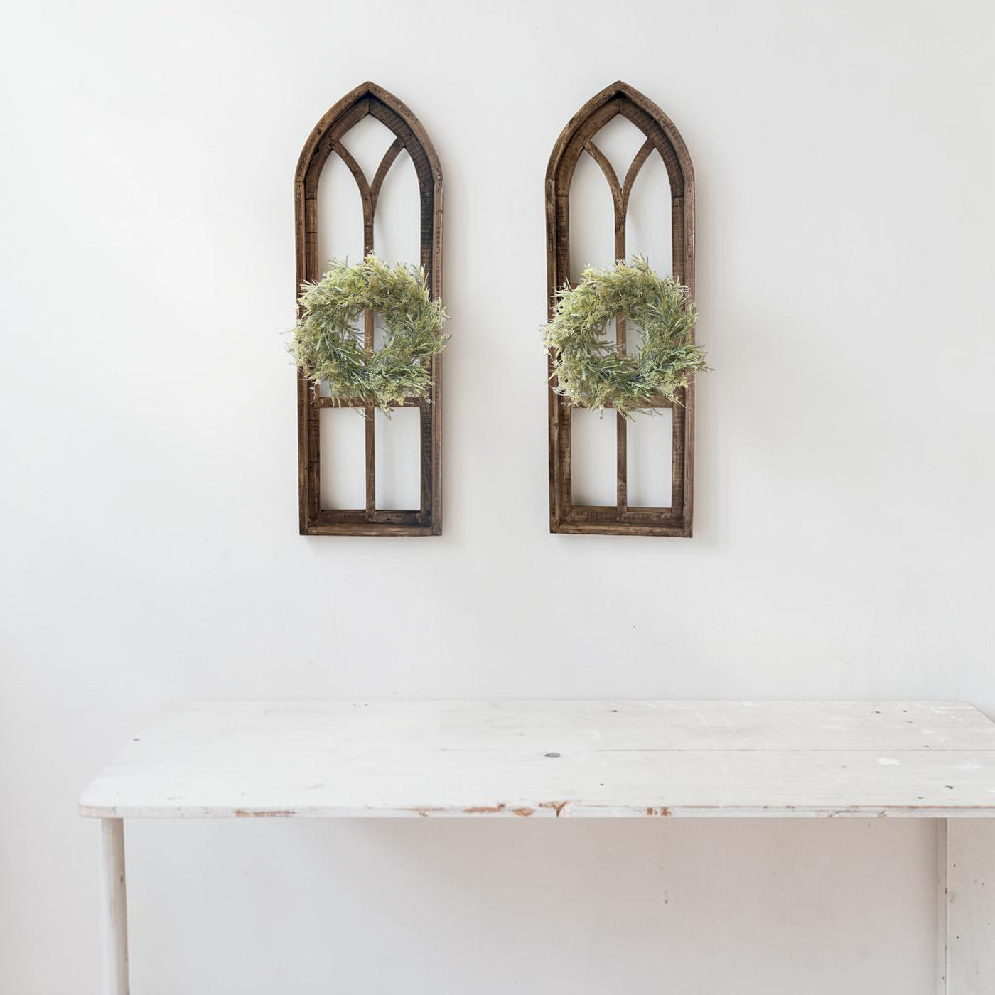 37" X 12" Farmhouse Rustic Wooden Wall Window Arches Rustic Brown Dandelion - Ranch Junkie LLC 