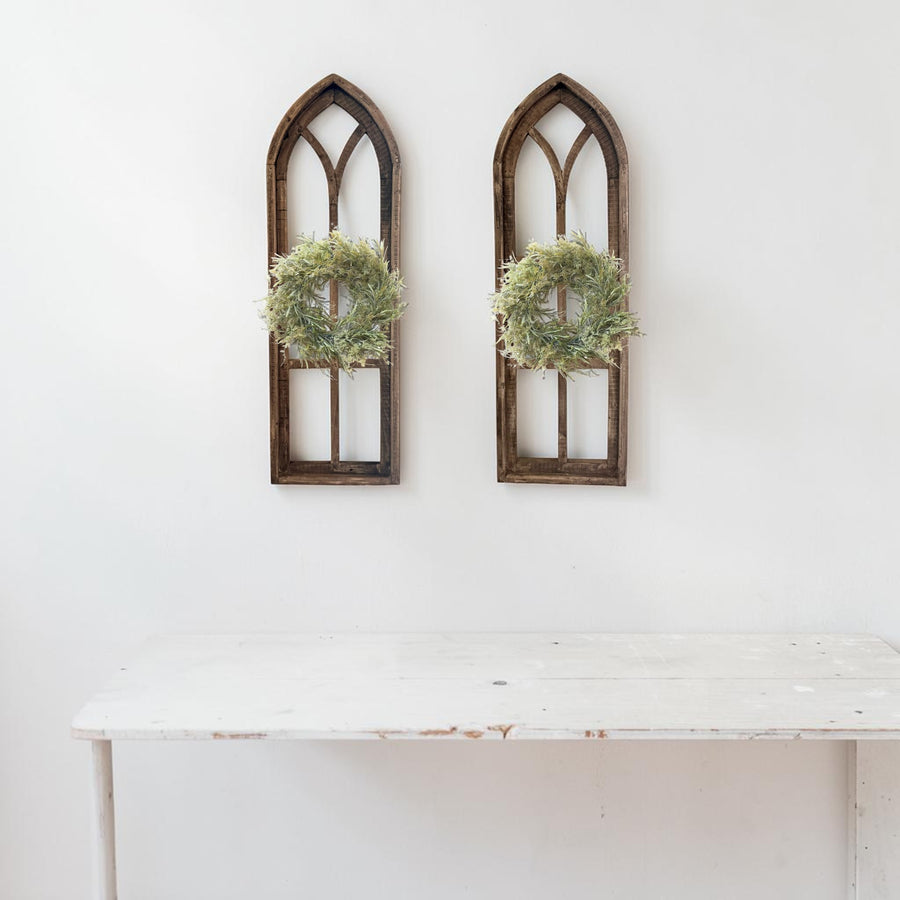 37" X 12" Farmhouse Rustic Wooden Wall Window Arches Rustic Brown Dandelion - Ranch Junkie LLC 