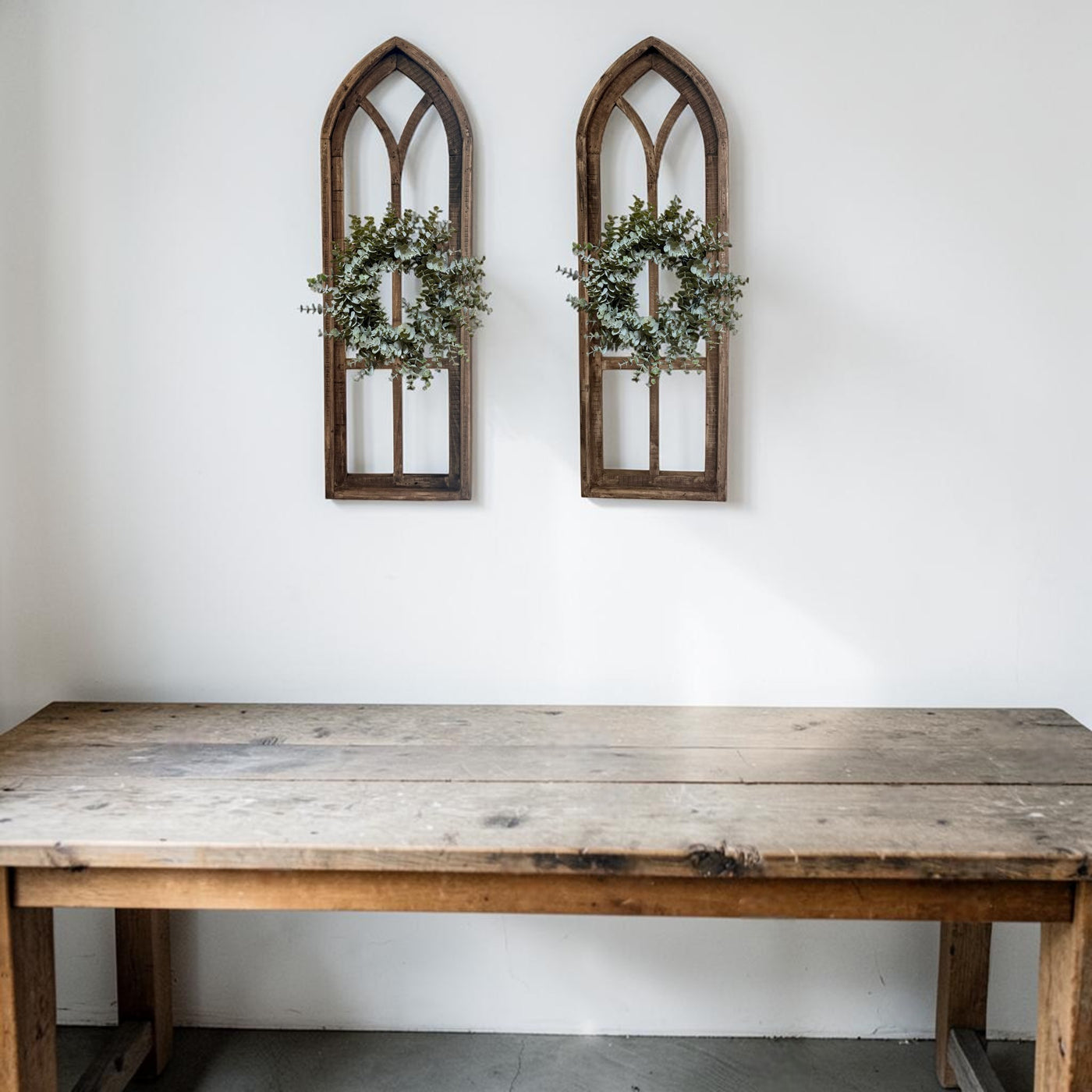 37" X 12" Farmhouse Rustic Wooden Wall Window Arches Rustic Brown Dandelion - Ranch Junkie LLC 
