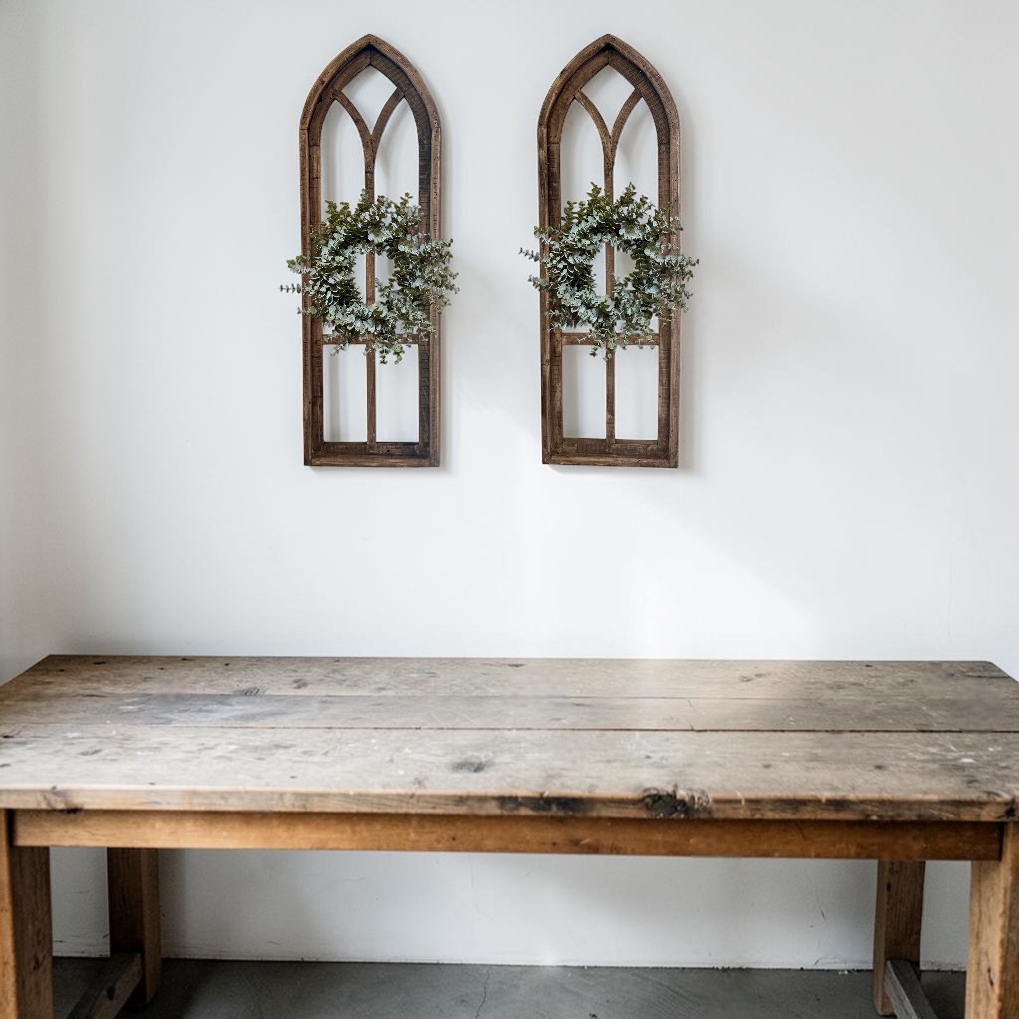 37" X 12" Farmhouse Rustic Wooden Wall Window Arches Rustic Brown Dandelion - Ranch Junkie LLC 