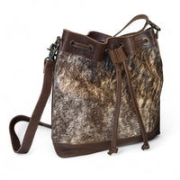 Highlands Large Cowhide Drawstring Bucket Handbag Western Bag