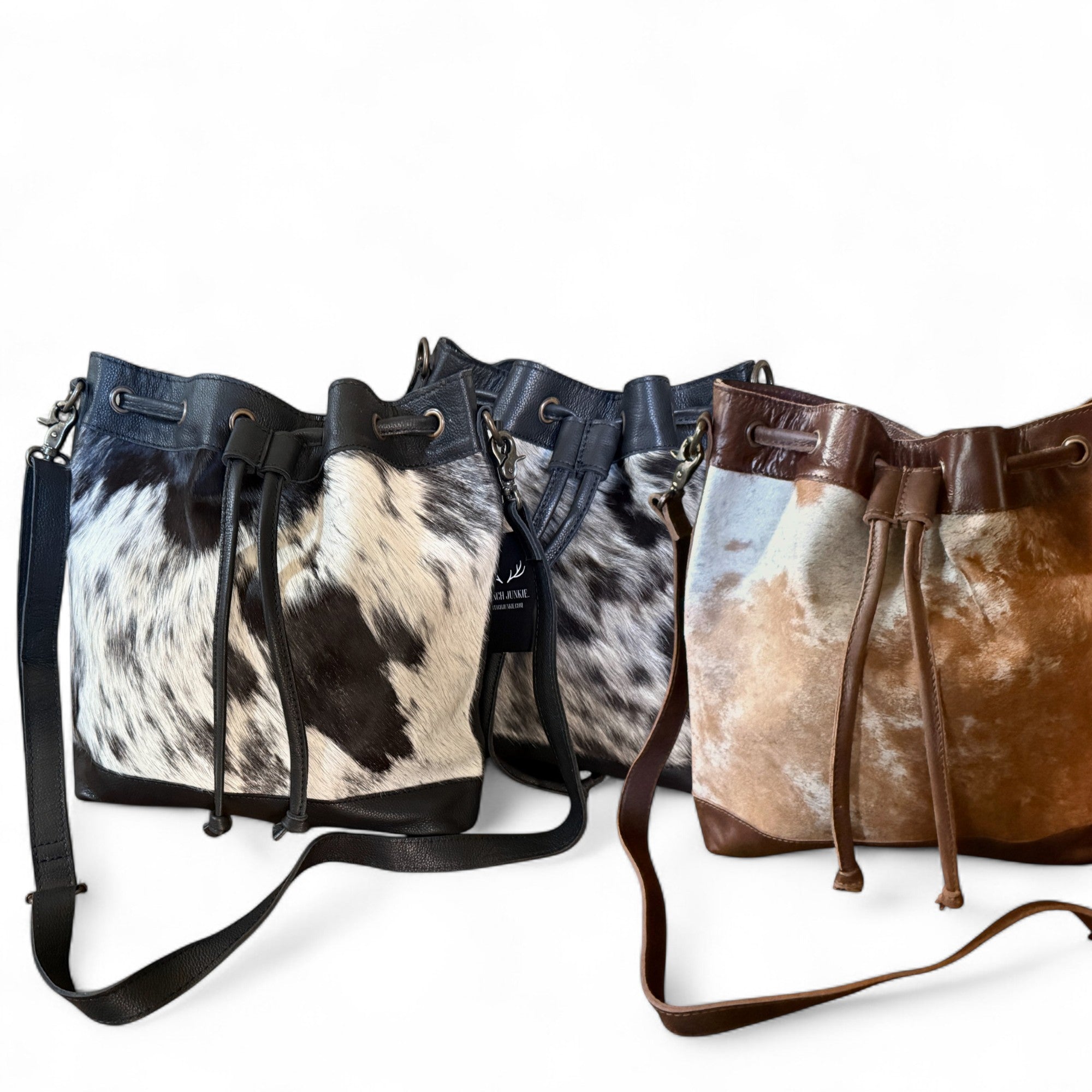 Highlands Large Cowhide Drawstring Bucket Handbag Western Bag