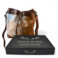 Highlands Large Cowhide Drawstring Bucket Handbag Western Bag