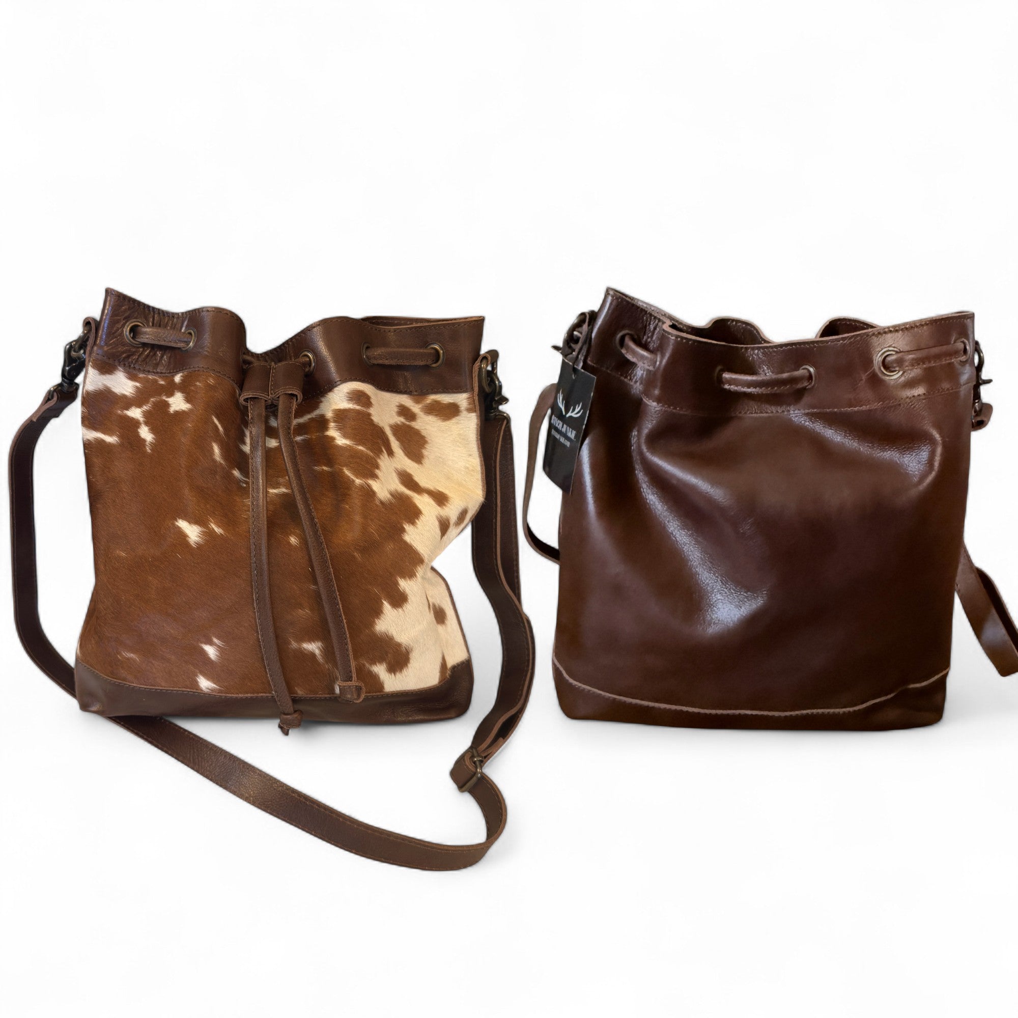 Highlands Large Cowhide Drawstring Bucket Handbag Western Bag