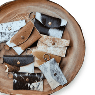 Cowhide Leather Card/Cash Holder Key Chain Wallet - Ranch Junkie Mercantile LLC