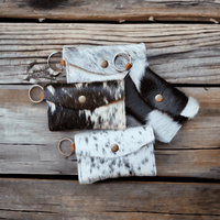 Cowhide Leather Card/Cash Holder Key Chain Wallet - Ranch Junkie Mercantile LLC