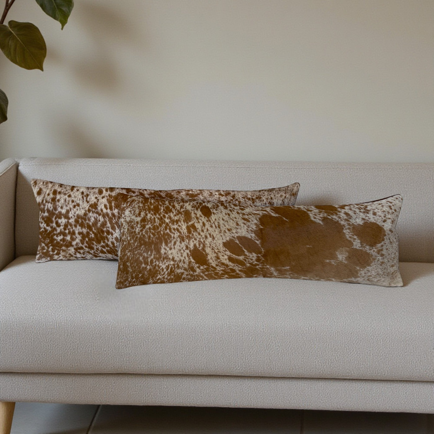 12x36 Genuine Cowhide Pillow Covers Lumbar Caramel Brown Double Sided Highlands Cowhide Pillow - Ranch Junkie Mercantile LLC 