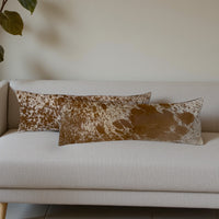 12x36 Genuine Cowhide Pillow Covers Lumbar Caramel Brown Double Sided Highlands Cowhide Pillow - Ranch Junkie Mercantile LLC 