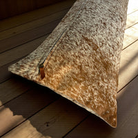12x36 Genuine Cowhide Pillow Covers Lumbar Caramel Brown Double Sided Highlands Cowhide Pillow - Ranch Junkie Mercantile LLC 