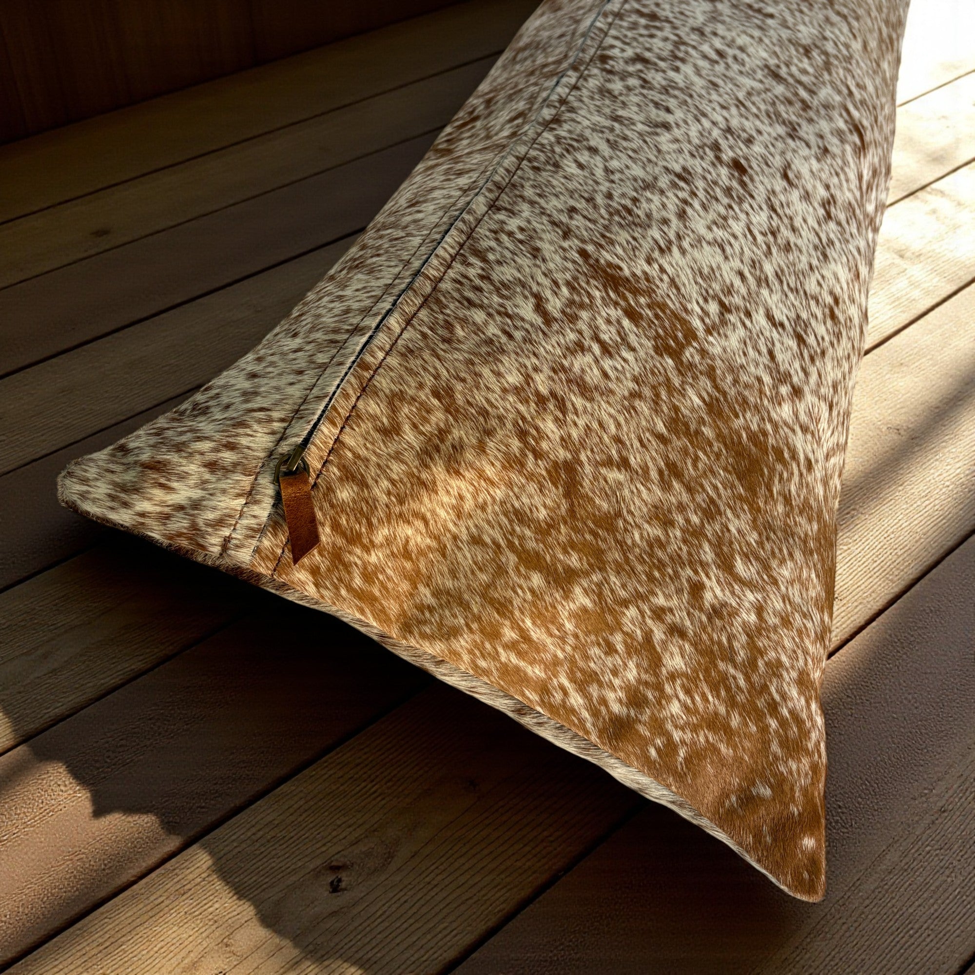 12x36 Genuine Cowhide Pillow Covers Lumbar Caramel Brown Double Sided Highlands Cowhide Pillow - Ranch Junkie Mercantile LLC 