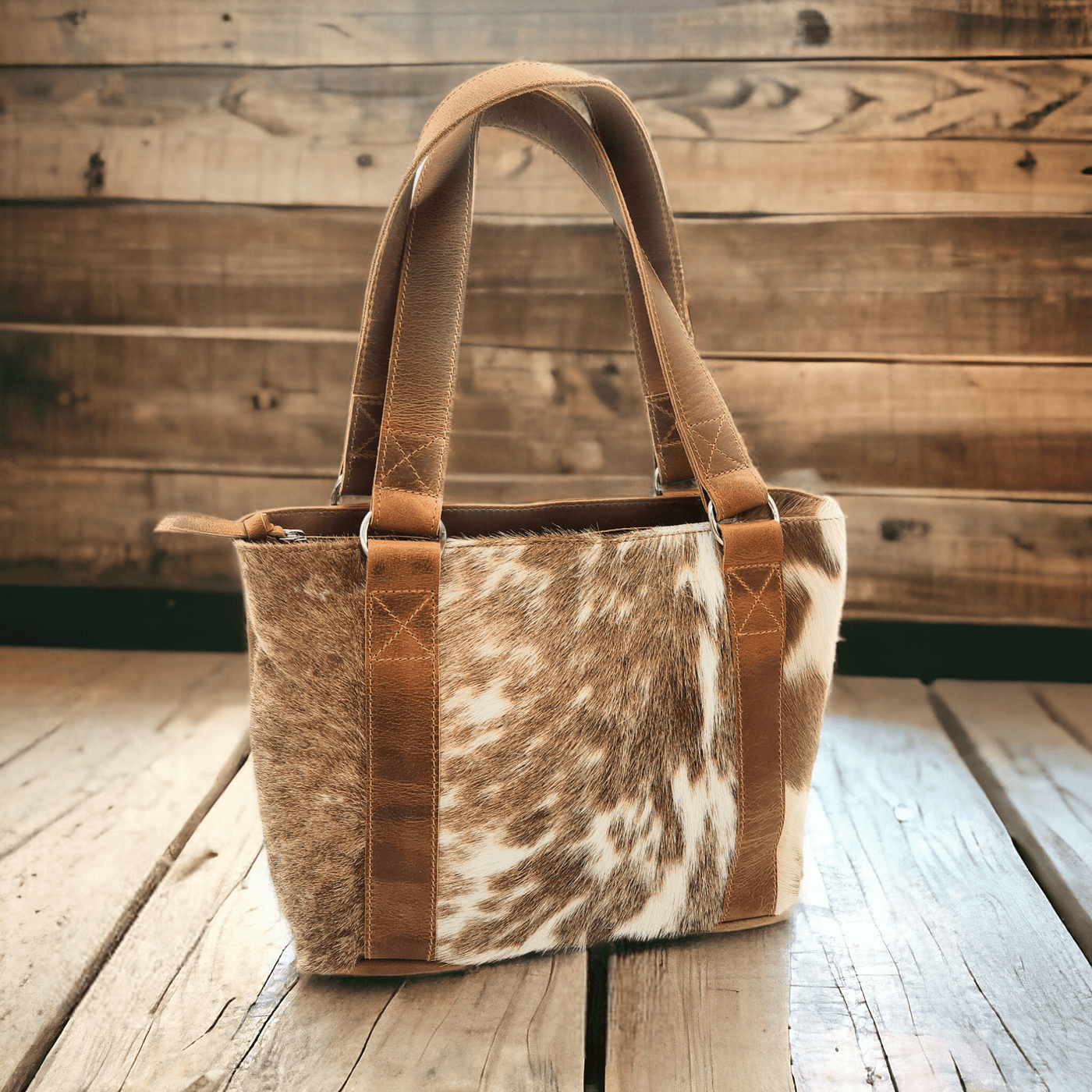 Genuine Cowhide Tote Handbag Highlands Brown Purse Ranch Junkie