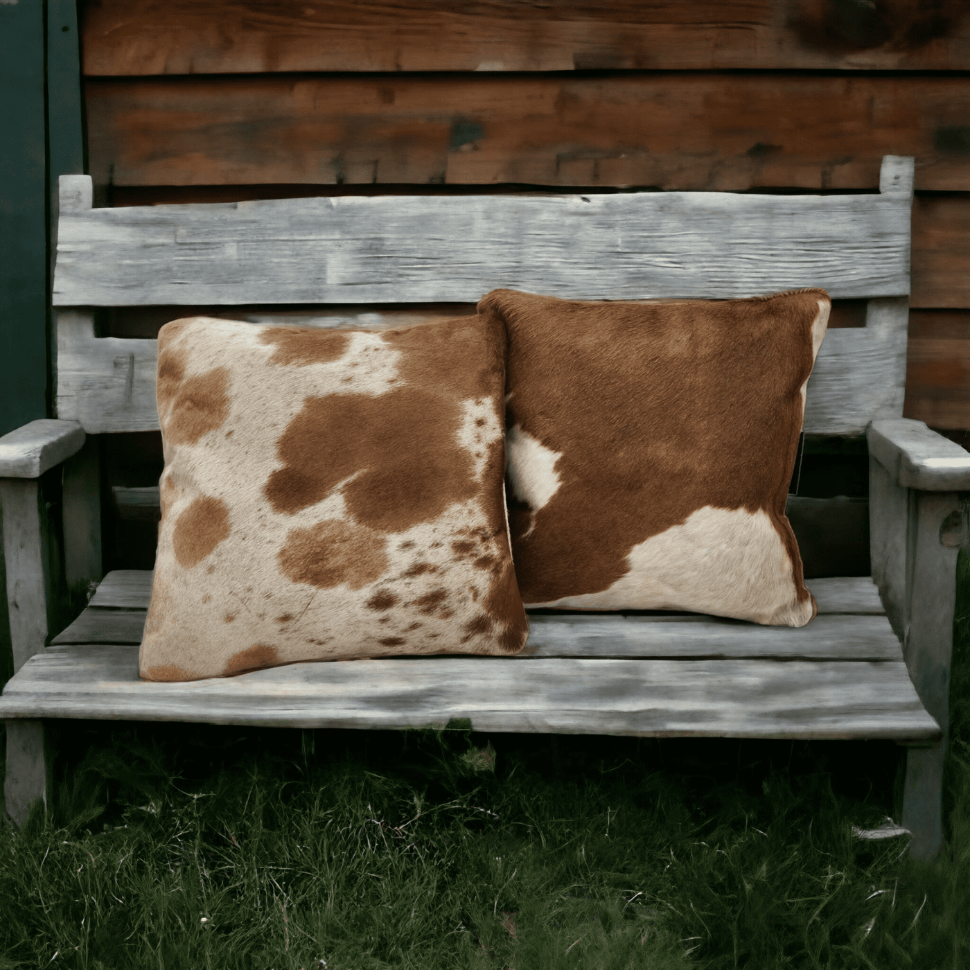 Highlands 18x18 Caramel Brown Genuine Cowhide Pillow Covers Double Sided - Ranch Junkie Mercantile LLC