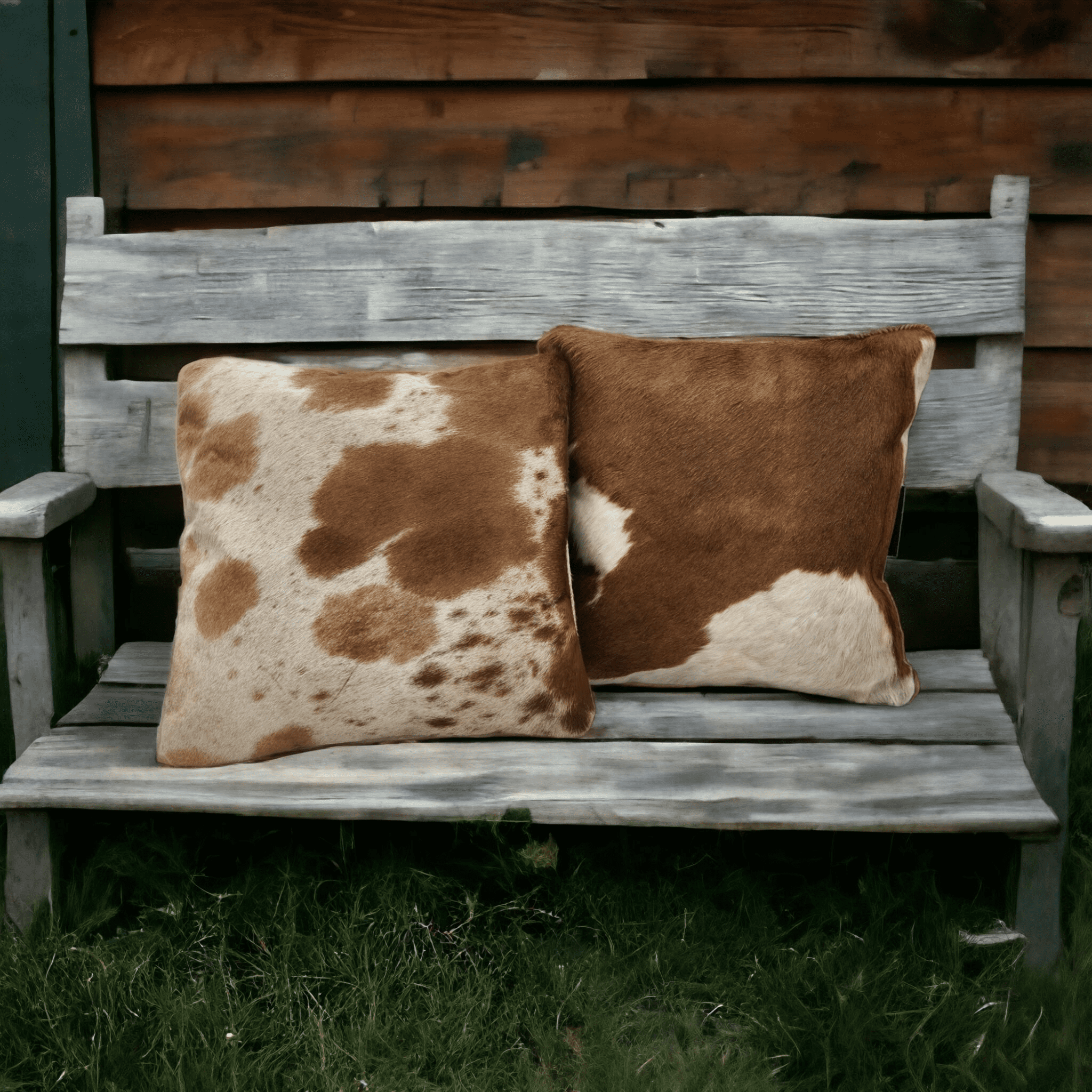 Highlands 18x18 Caramel Brown Genuine Cowhide Pillow Covers Double Sided - Ranch Junkie Mercantile LLC