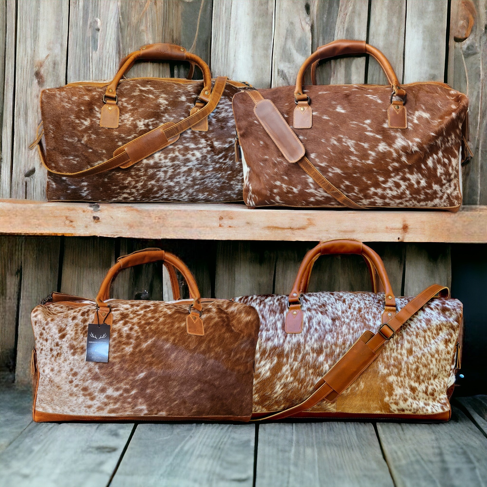 Genuine Cowhide Duffel Bag The Highlands Saddle Large Cowhide Duffel - Ranch Junkie Mercantile LLC 