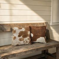 18x18 Genuine Cowhide Pillow Covers Caramel Brown Double Sided Highlands Cowhide Pillow - Ranch Junkie LLC