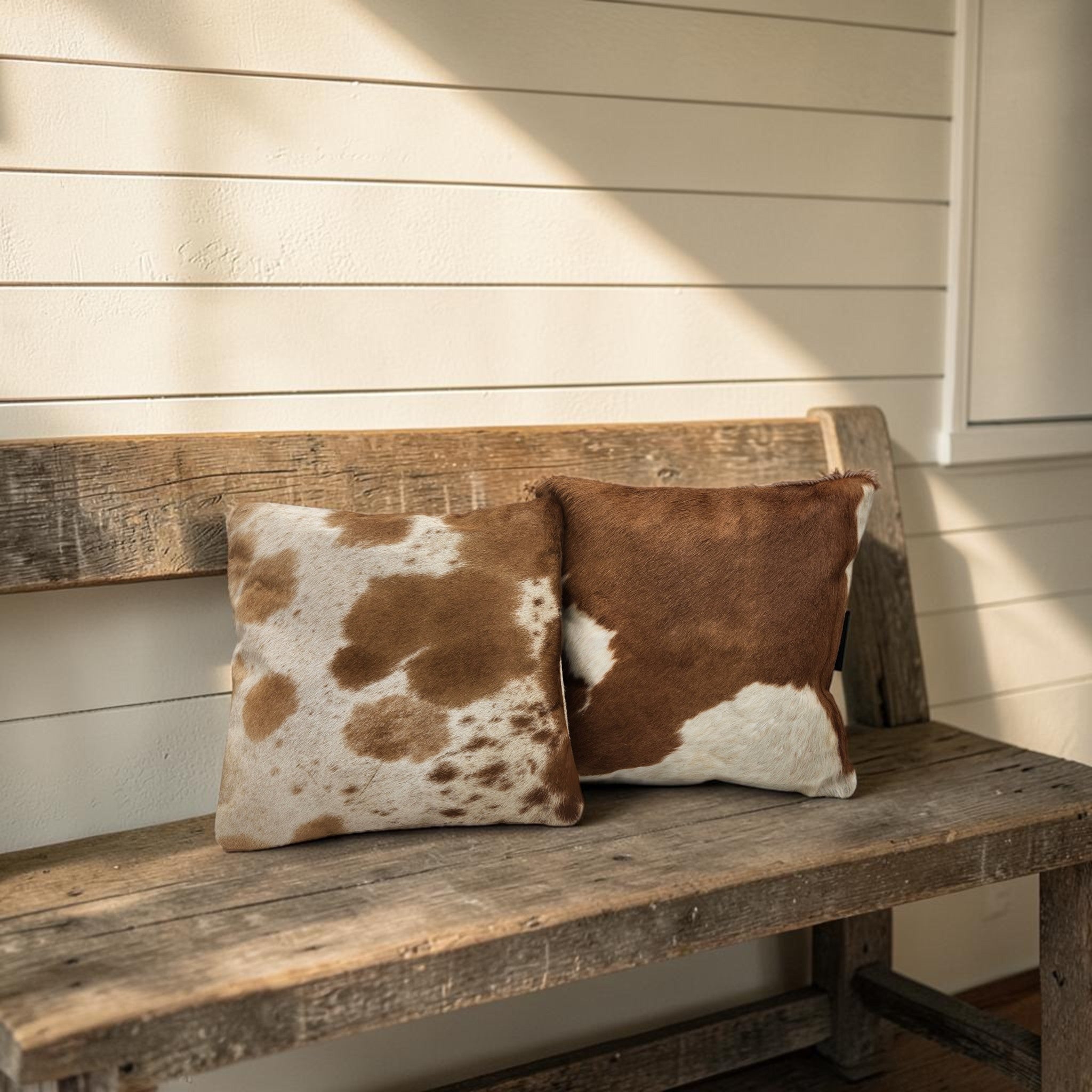 18x18 Genuine Cowhide Pillow Covers Caramel Brown Double Sided Highlands Cowhide Pillow - Ranch Junkie LLC