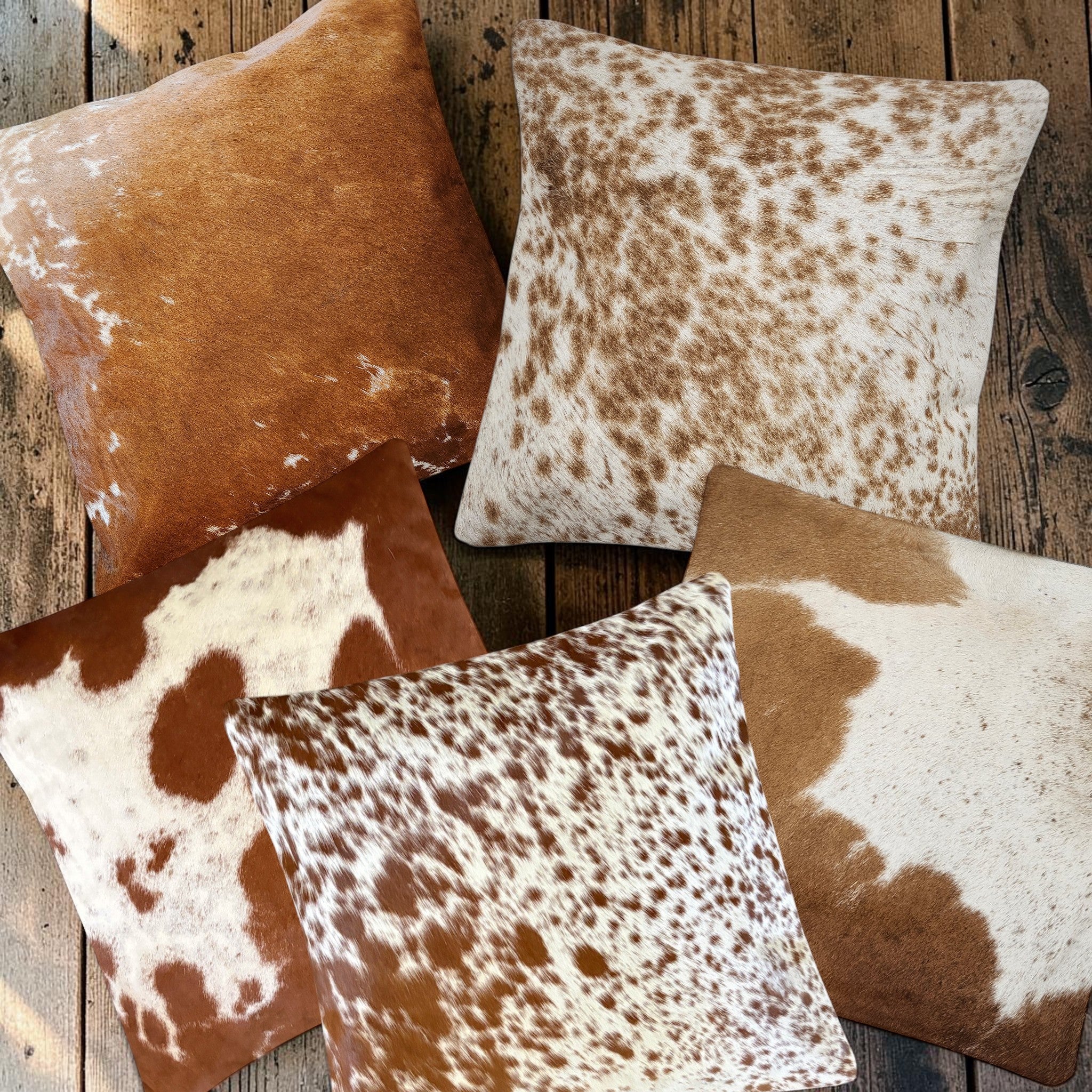 18x18 Genuine Cowhide Pillow Covers Caramel Brown Double Sided Highlands Cowhide Pillow - Ranch Junkie LLC