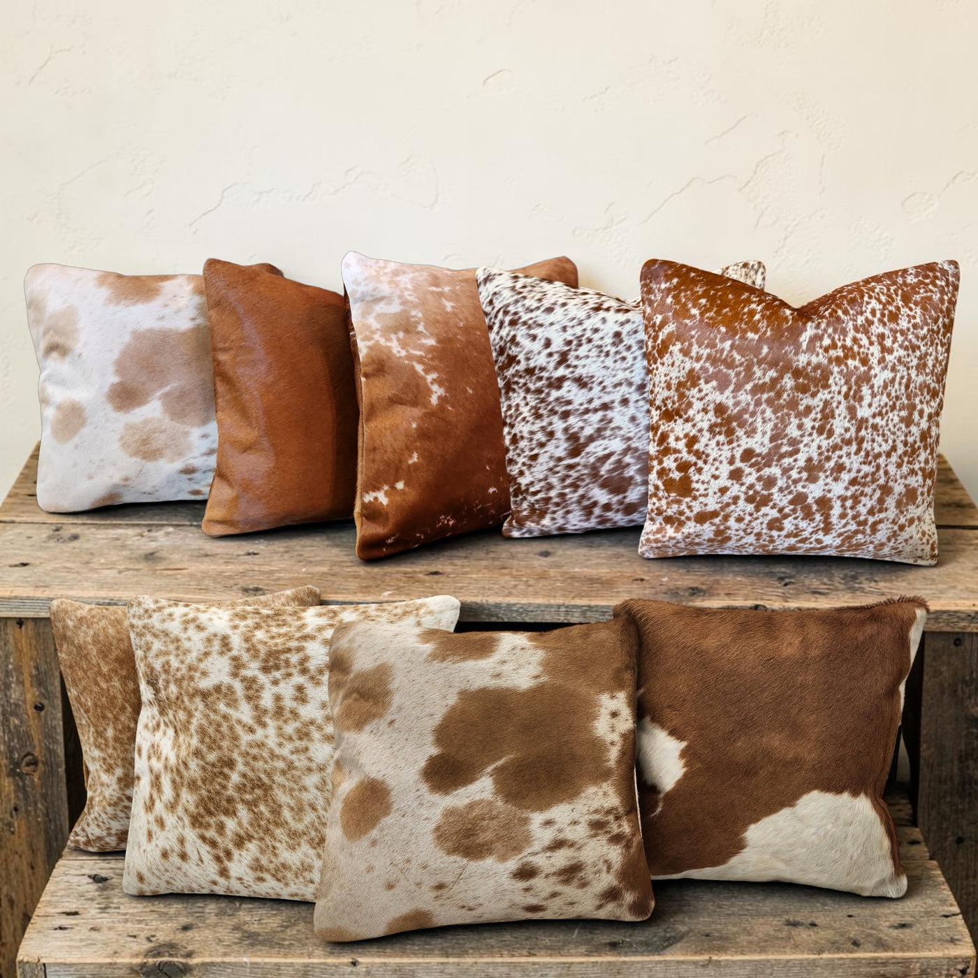 18x18 Genuine Cowhide Pillow Covers Caramel Brown Double Sided Highlands Cowhide Pillow - Ranch Junkie LLC