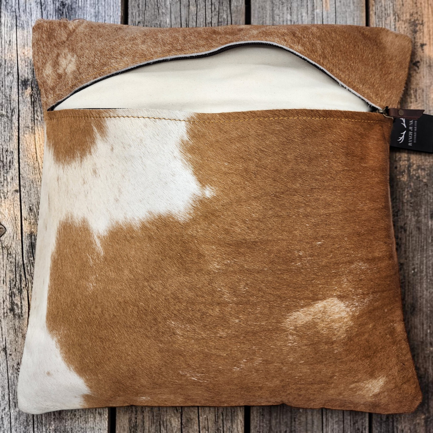 18x18 Genuine Cowhide Pillow Covers Caramel Brown Double Sided Highlands Cowhide Pillow - Ranch Junkie LLC