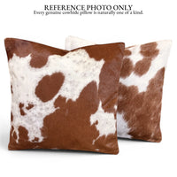18x18 Genuine Cowhide Pillow Covers Caramel Brown Double Sided Highlands Cowhide Pillow - Ranch Junkie LLC