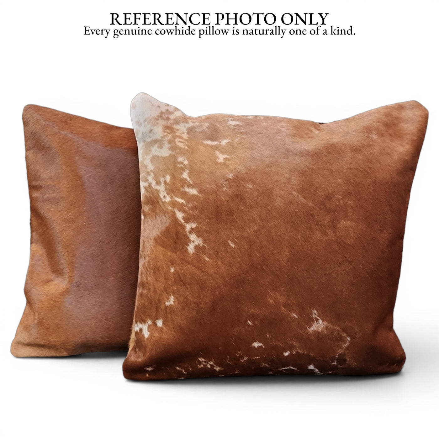 18x18 Genuine Cowhide Pillow Covers Caramel Brown Double Sided Highlands Cowhide Pillow - Ranch Junkie LLC