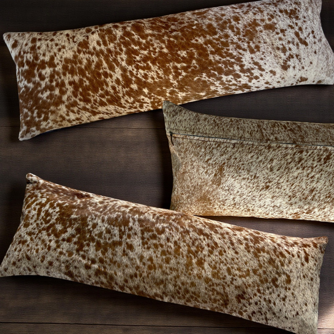 12x36 Genuine Cowhide Pillow Covers Lumbar Caramel Brown Double Sided Highlands Cowhide Pillow - Ranch Junkie Mercantile LLC 