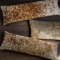 12x36 Genuine Cowhide Pillow Covers Lumbar Caramel Brown Double Sided Highlands Cowhide Pillow - Ranch Junkie Mercantile LLC 