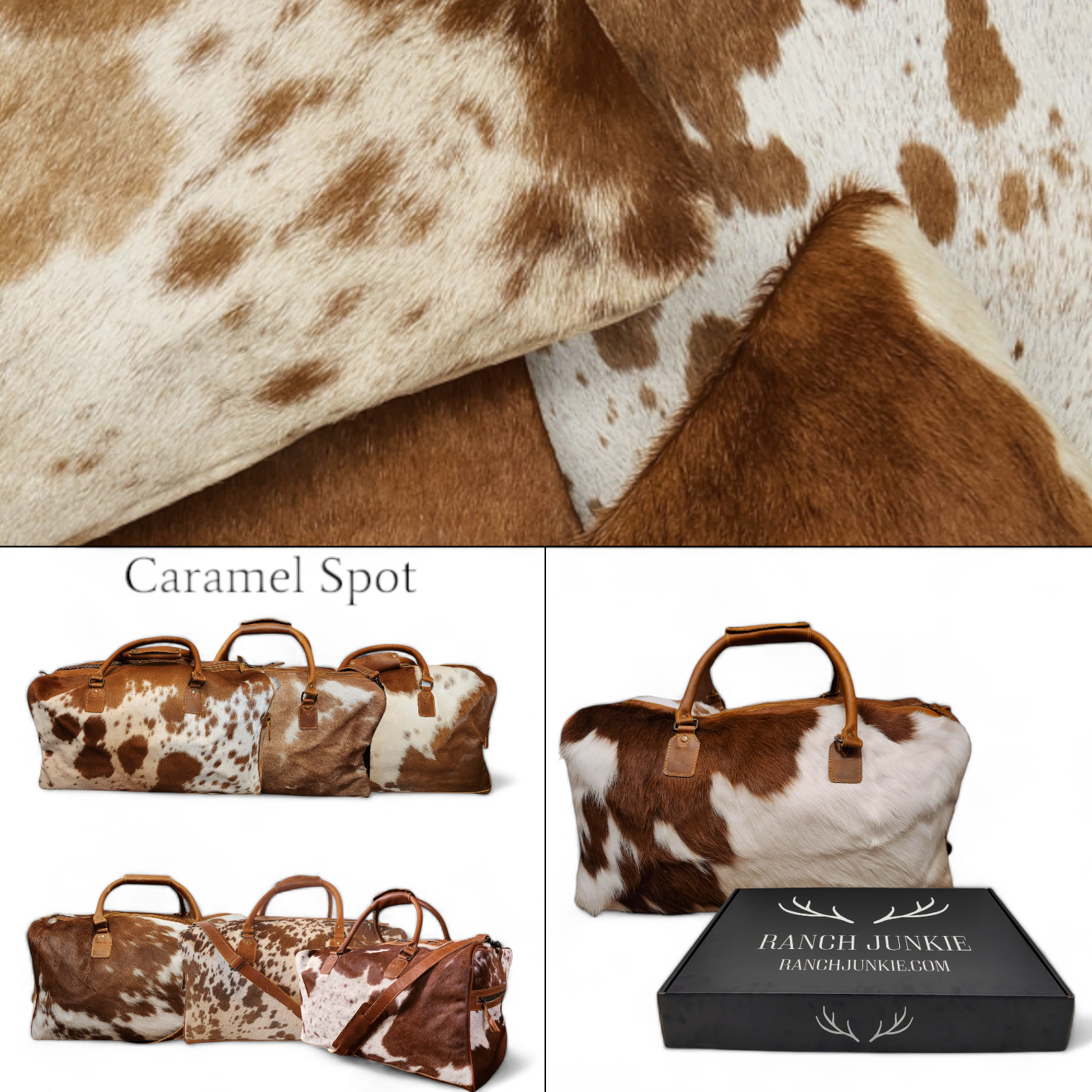 Genuine Cowhide Duffel Bag The Highlands Saddle Large Cowhide Duffel - Ranch Junkie Mercantile LLC 