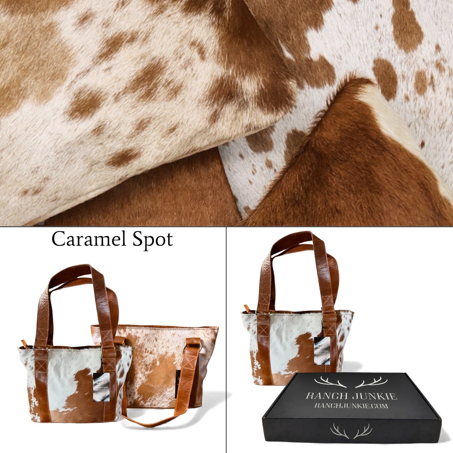 Bundle Deal Highlands Cowhide Tote Purse Saddle + Envelope Cowhide Large Wallet Saddle - Ranch Junkie Mercantile LLC 