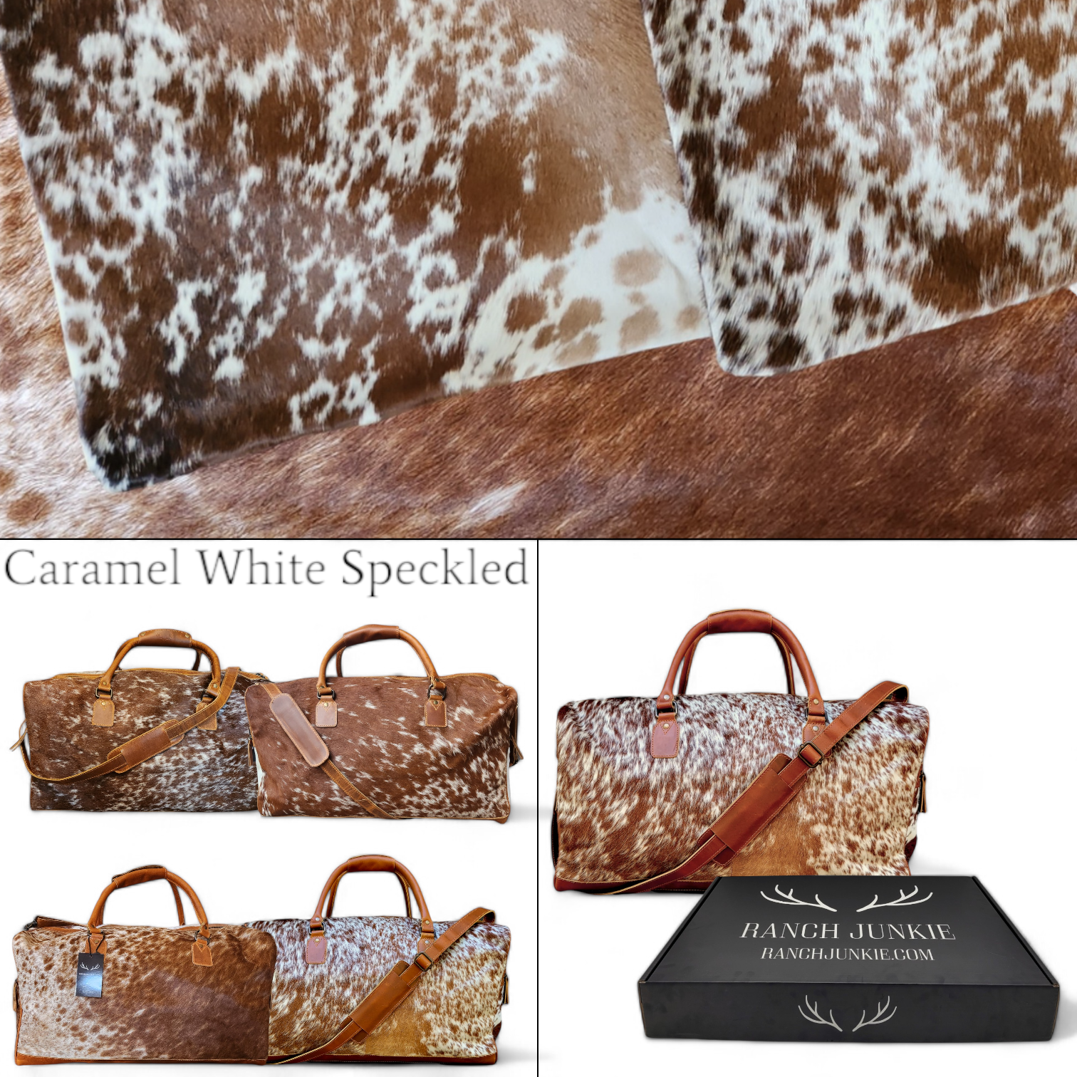 Genuine Cowhide Duffel Bag The Highlands Saddle Large Cowhide Duffel - Ranch Junkie Mercantile LLC 