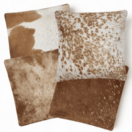 Highlands 18x18 Caramel Brown Genuine Cowhide Pillow Covers Double Sided - Ranch Junkie Mercantile LLC