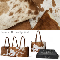 Bundle Deal Highlands Cowhide Large Tote Saddle + Envelope Cowhide Large Wallet Saddle - Ranch Junkie Mercantile LLC 