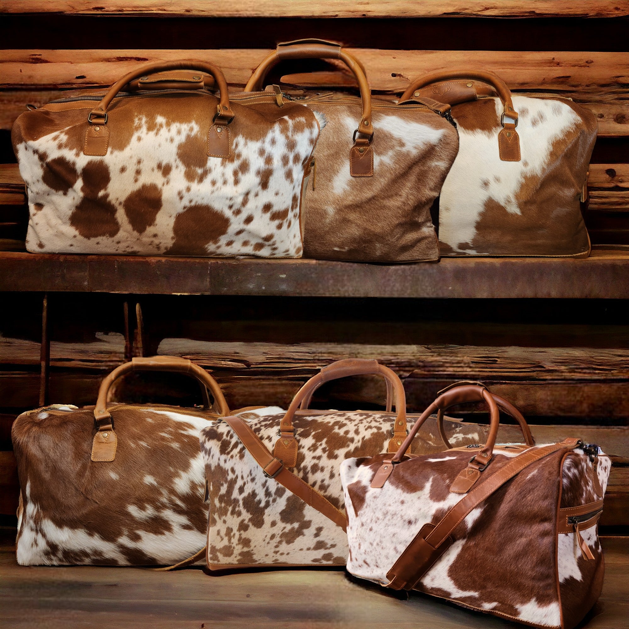 Genuine Cowhide Duffel Bag The Highlands Saddle Large Cowhide Duffel - Ranch Junkie Mercantile LLC 