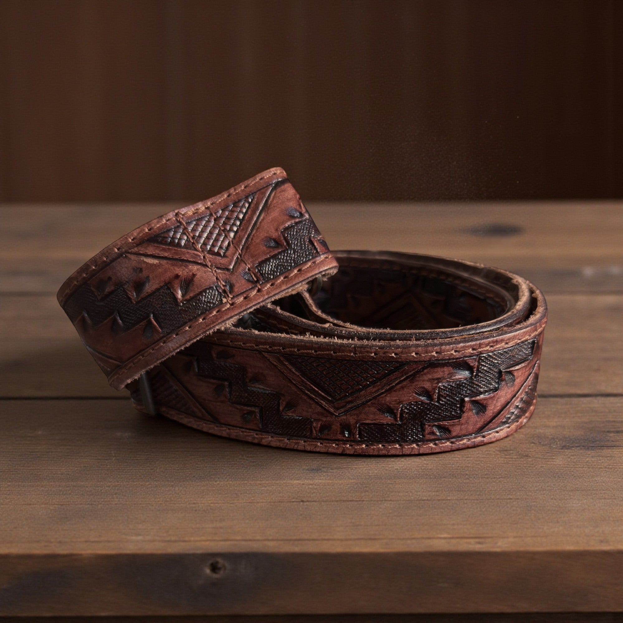 Cassidy Brown Adjustable Tooled Leather Western Bag Strap (34